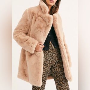 NEW Free People Sophie blush faux fur coat